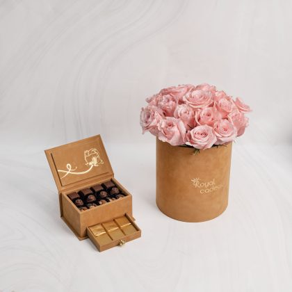 Rose Bloom Cylinder with Orange-Gold Deluxe Box